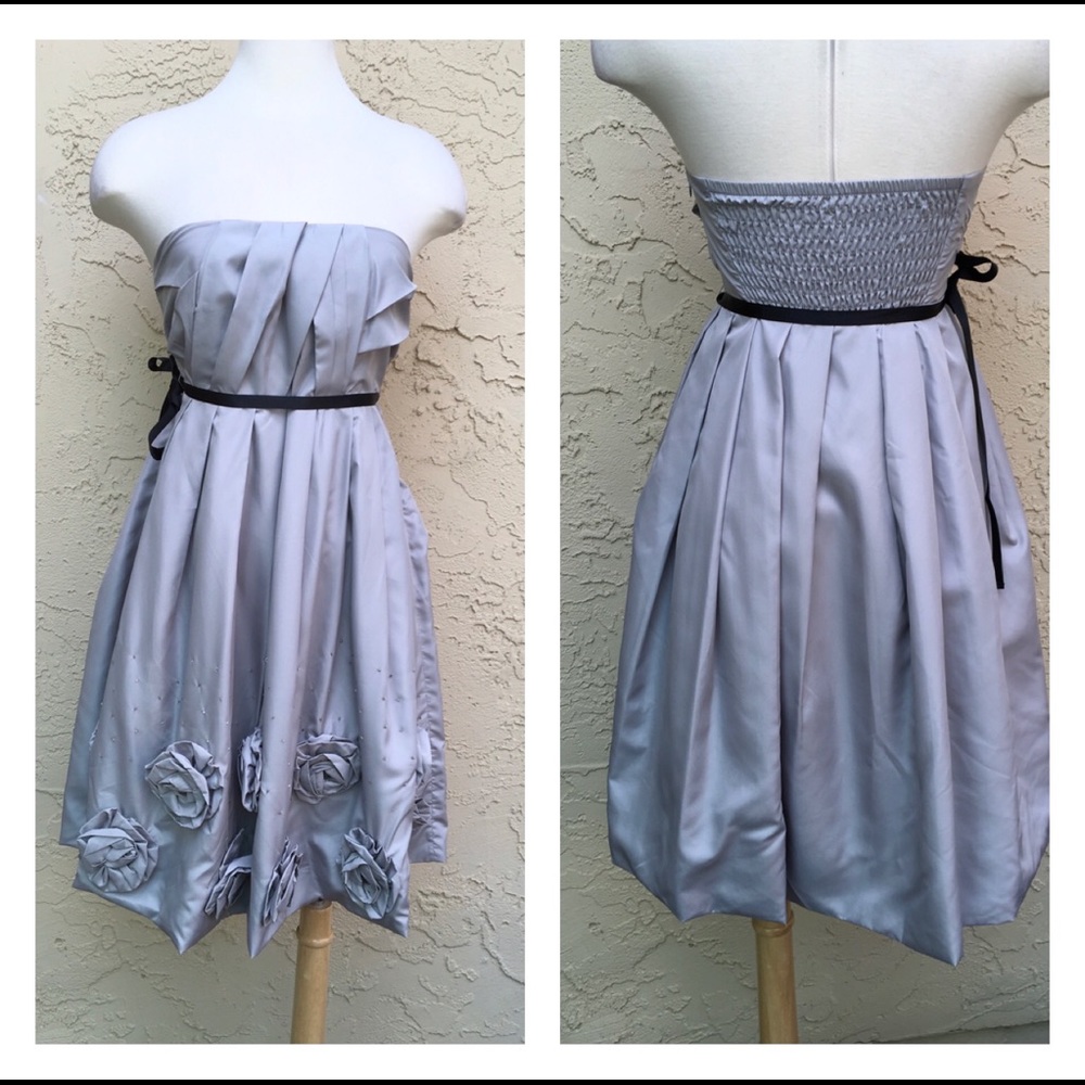 Final Sale Ryu Silver Grey Strapless Cocktail Dress